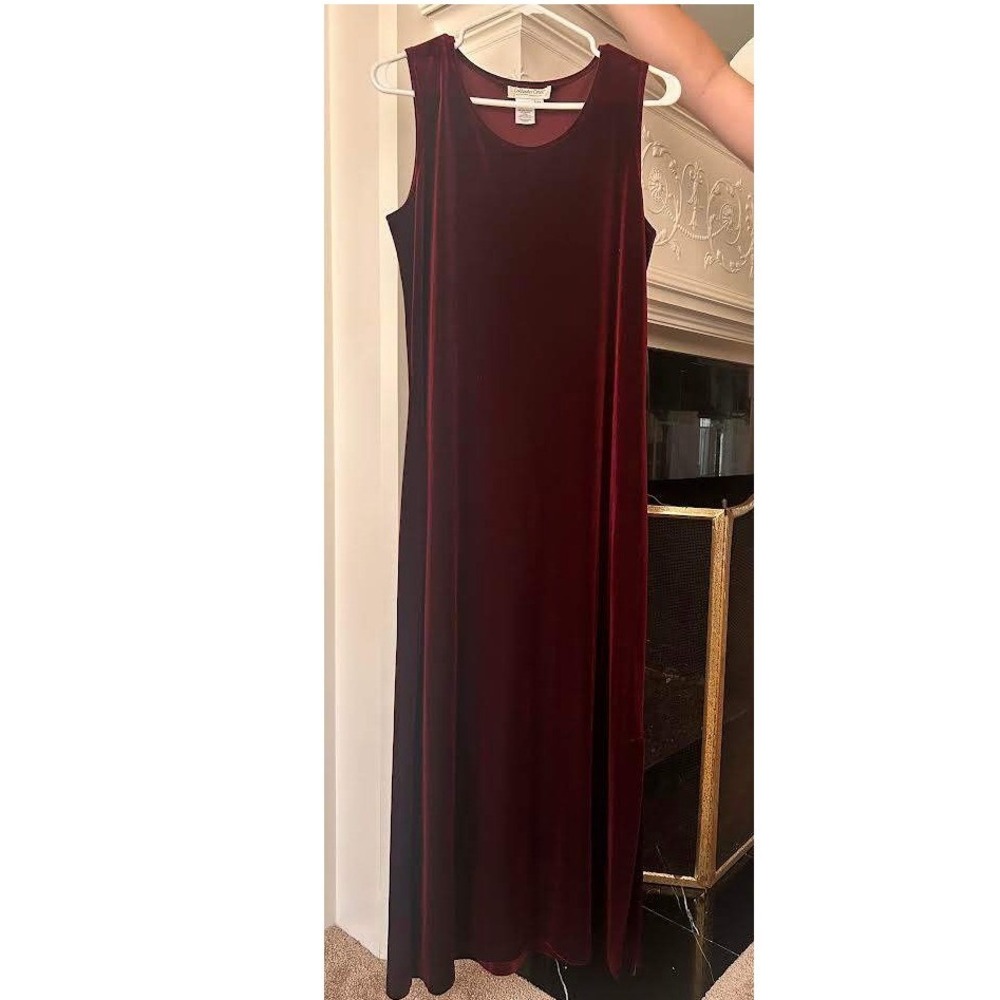 Vintage Velvet Maxi‎ Dress Womens SZ 12 Burgandy Whimsigoth Vamp Witchy Goth